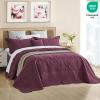 CHIXIN Bedspread Coverlet Set Queen Size - Lightweight Bedding Cover - Beautiful Stitching - 5 Piece Reversible Bedspread - Gorgeous Damask Paisley Pattern (Queen, Purple) view 2