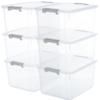 Citylife 6 Packs 32 QT Plastic Storage Bins with Lids Large Stackable Storage Containers for Organizing Clear Storage Box for Garage, Closet, Kitchen view 1