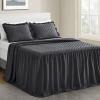 CHIXIN Ruffle Skirt Bedspread Cal King Size - 30" Long Drop, Shabby Chic Style, Lightweight Bedding Cover, 3 Piece Set, Dark Grey view 1