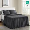 CHIXIN Ruffle Skirt Bedspread Cal King Size - 30" Long Drop, Shabby Chic Style, Lightweight Bedding Cover, 3 Piece Set, Dark Grey view 2