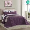 DaisyHuang Oversized Bedspread - Queen Size Bedding Cover - Modern & Contemporary Coverlet Set, Real Stitching, Reversible, Lightweight, 5 Piece, Purple view 3