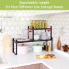 Across-Star Expandable Cabinet Shelf Organizer Rack, Stackable Kitchen Counter Storage Shelves Stand, Adjustable Height Pantry Shelf Spice Rack (Black, 1 Pack) view 3