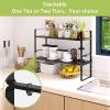Across-Star Expandable Cabinet Shelf Organizer Rack, Stackable Kitchen Counter Storage Shelves Stand, Adjustable Height Pantry Shelf Spice Rack (Black, 1 Pack) view 4