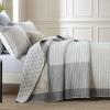 KALOOLA Patchwork Quilt Bedding Set Queen Size, 100% Cotton Lightweight Quilted Bedspread with 2 Pillowcases, Farmhouse Reversible Floral Pattern Coverlet for All Season, 3 Pieces, Moonbeam/Grey view 3