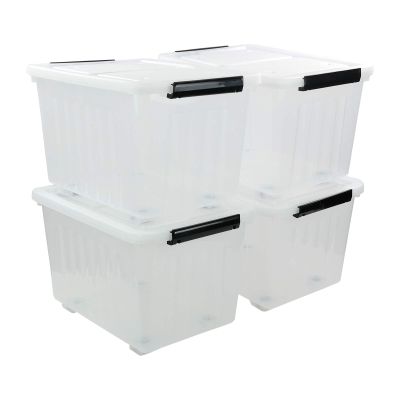 Bringer 70 Qt Latching Plastic Storage Containers with Lids, Clear Large Storage Box with Wheels