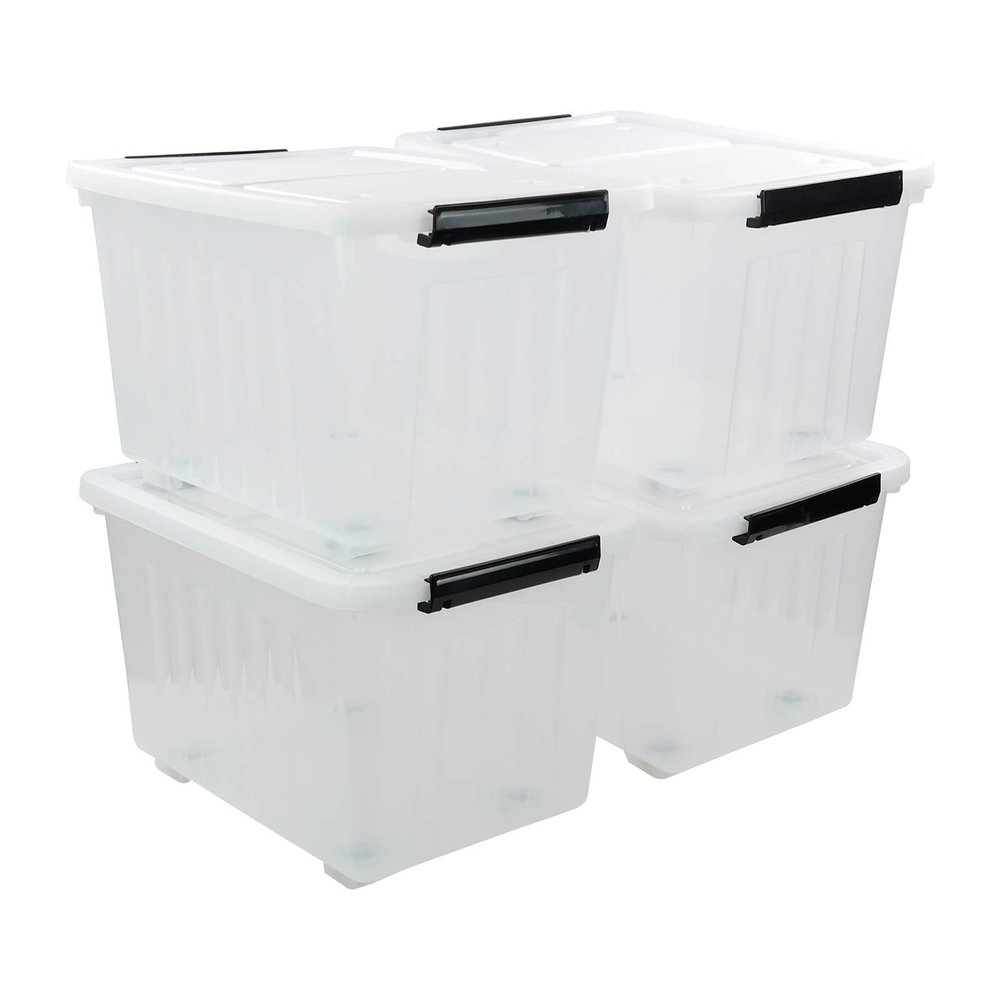 Bringer 70 Qt Latching Plastic Storage Containers with Lids, Clear Large Storage Box with Wheels