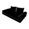 Prolinemax Style V1 Twin Size Velvet Contrast Pipe Indoor Daybed Bolster Pillow Cushion Mattress Fitted Sheet |Cover ONLY| AD374 view 2