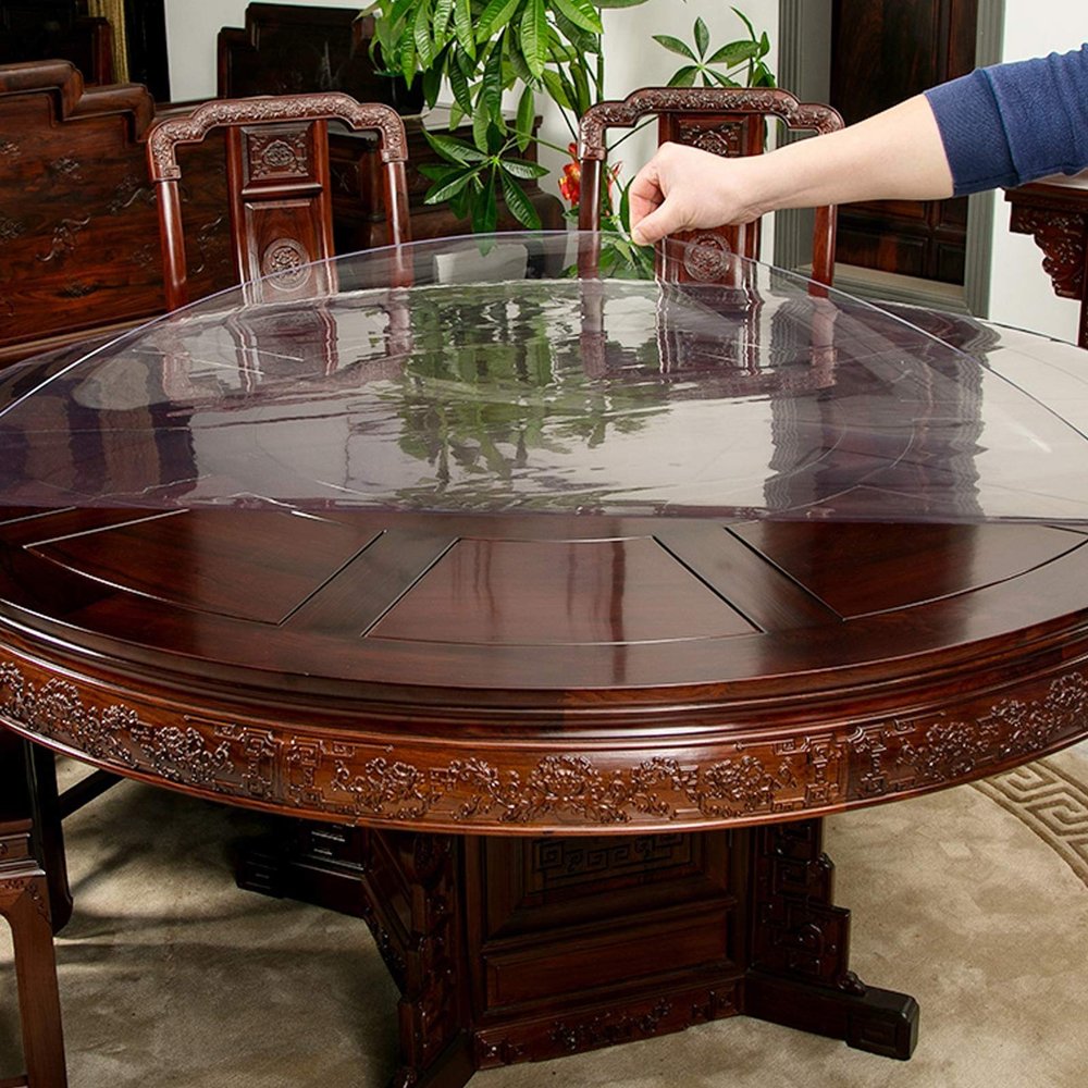 3mm PVC Waterproof/Anti-Scalding Clear Table Cover Protector,Round Transparent Tablecloth,Coffee Table Protector,Office Desk Mat,for Nightstand,Kitchen Dining Table pad (135cm/53in)