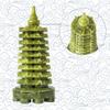 Addune Green Natural Jade Nine-Storey Wenchang Tower Pagoda Statue Fengshui Handmade Figure Hand Carved Collection Arts Ornaments Home Decor view 4