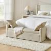 HULALA HOME 59" Storage Bench with 2 Throw Pillows & Armrests, Beige view 1