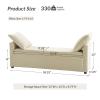 HULALA HOME 59" Storage Bench with 2 Throw Pillows & Armrests, Beige view 2