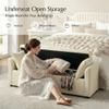 HULALA HOME 59" Storage Bench with 2 Throw Pillows & Armrests, Beige view 3