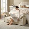 HULALA HOME 59" Storage Bench with 2 Throw Pillows & Armrests, Beige view 4