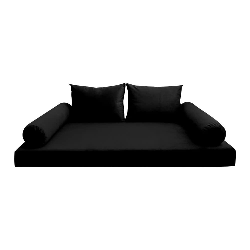 Prolinemax Style V1 Twin Size Velvet Knife Edge Indoor Daybed Bolster Pillow Cushion Mattress Fitted Sheet |Cover ONLY| AD374