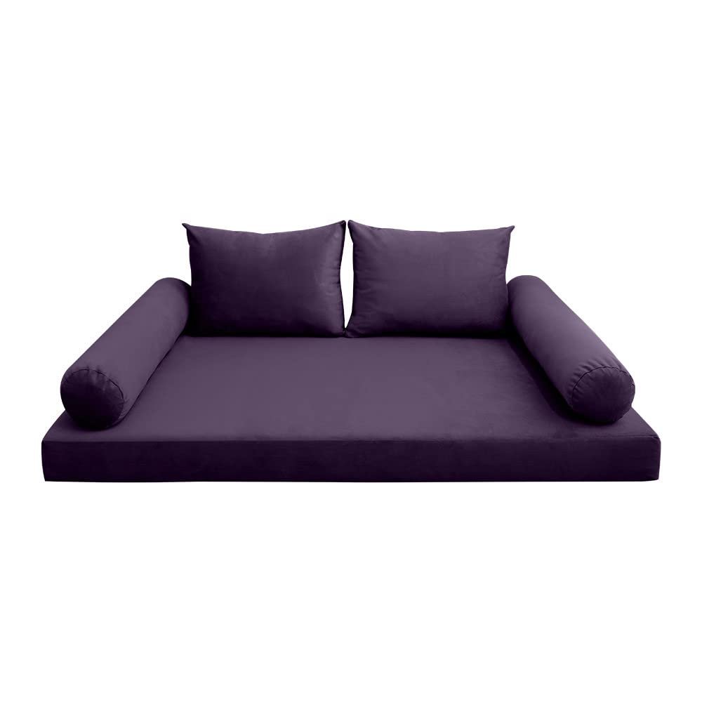 Prolinemax Style V1 Twin Size Velvet Knife Edge Indoor Daybed Bolster Pillow Cushion Mattress Fitted Sheet |Cover ONLY| AD339