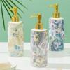 VNABO Refillable Soap Dispenser Pattern Hand Soap Dispenser for Bathroom Modern Liquid Dispenser Ceramic Refillable Lotion Bottle 390ml/13.1oz Soap Pump for Kitchen Bathroom view 3