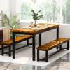 AWQM 43.3" Dining Table Set for 4, Kitchen Dining Table with 2 Benches, Dining Room Table Set with Metal Frame & Thickened Board for Kitchen, Restaurant, Rustic Brown view 4