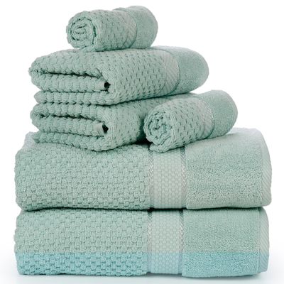 Ample Decor Bathroom Towel Set of 6-2 Bath Towel, 2 Hand Towel, 2 Wash Cloths - Ideal for Gifting, Hotel, Gym, Spa - Mint Green