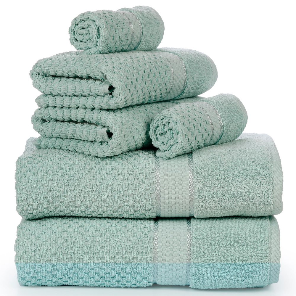 Ample Decor Bathroom Towel Set of 6-2 Bath Towel, 2 Hand Towel, 2 Wash Cloths - Ideal for Gifting, Hotel, Gym, Spa - Mint Green