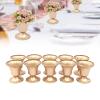 10 Pcs of Mini Sized Metal Wedding Centerpieces Vase for Wedding Party Decoration, 10cm/3.94" Tall Trumpet Vase for Anniversary Ceremony, Antique Gold view 1