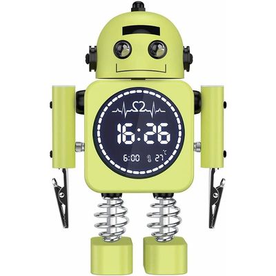 Robot Smart Digital Alarm Clock Temperature Display Desktop Clocks with Snooze Mode Home Bedroom Table Decoration for Child Gift (Color : Yellow)