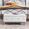 LKTART 38.19'' White PU U-Shaped Storage Bench Mid-Century European Style Retro Ottoman Supports 250 lbs for Bedroom End of Bed Living Room Entryway view 1