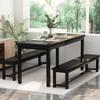 AWQM Dining Table Set for 4, Kitchen Dining Table with 2 Benches, Dining Room Table Set with Metal Frame & Thickened Board for Kitchen, Restaurant, Black, 43'' Breakfast Table Set (A006-11H2-L) view 4