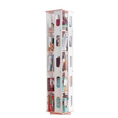 360 Degree Rotation Bookshelf, Home Office Library Floor Standing Solid Wood Bookcase, Books pictorials Toys Corner Storage Rack (Color : Style 3, Size : 5 Tier)