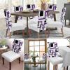Abstract Middle Century Purple Dining Chair Cover Set of 4,Modern Geometric Grey Black Art Stretch Chair Protectors Slipcover,Spandex Kitchen Chair Seat Back Cushion Slip Cover for Dining Room,Party view 3