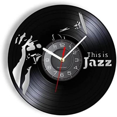 Vinyl Mural 30Cm Vinyl Record Crafts Wall Clock Saxophone Music Instrument Retro Clock Music Studio Decor Watch Sax Player Gift