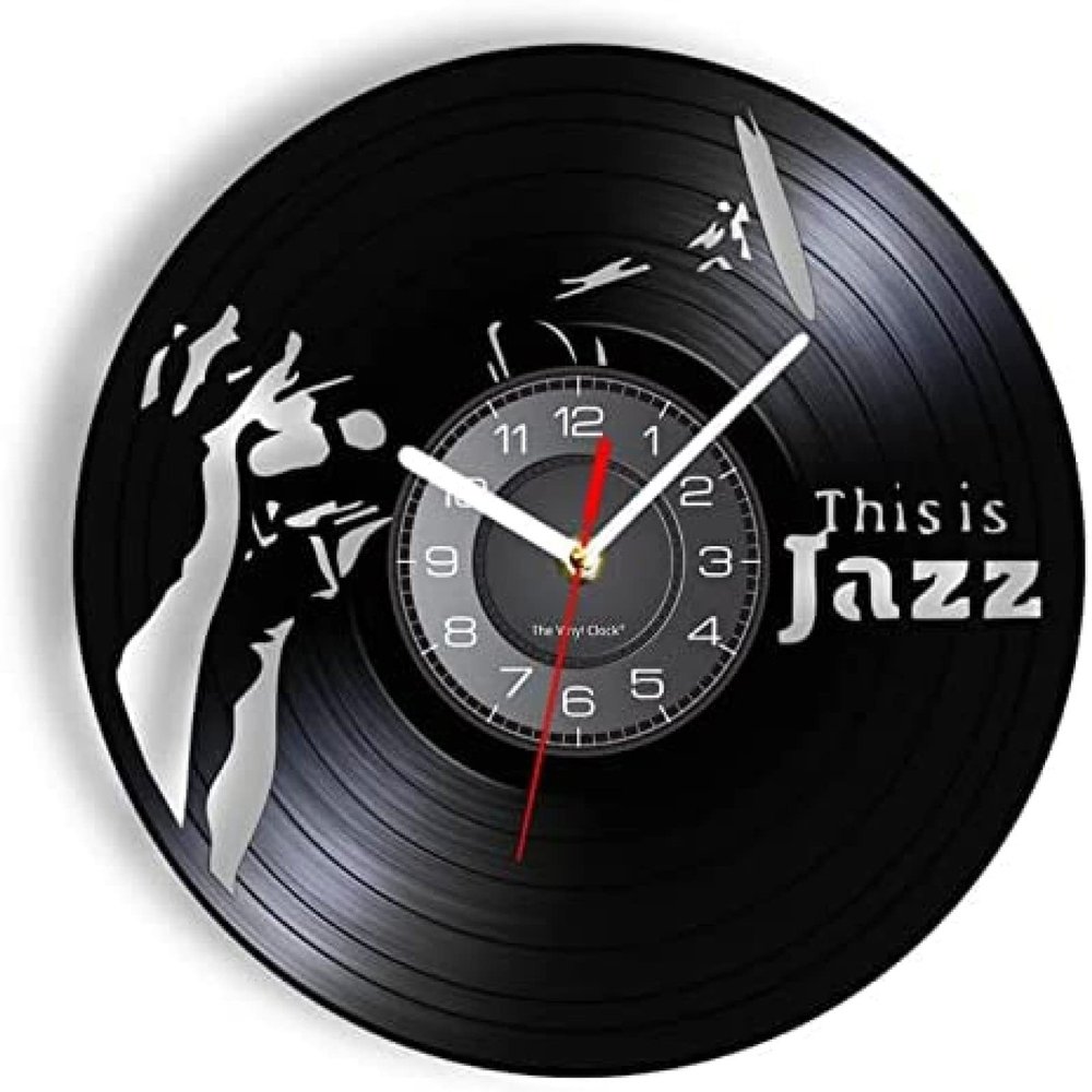 Vinyl Mural 30Cm Vinyl Record Crafts Wall Clock Saxophone Music Instrument Retro Clock Music Studio Decor Watch Sax Player Gift
