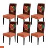 Red Love Brown Dining Chair Cover Set of 6,African American Party Month Black Day History Stretch Chair Protectors Slipcover,Spandex Kitchen Chair Seat Back Cushion Slip Cover for Dining Room,Party view 1