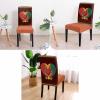 Red Love Brown Dining Chair Cover Set of 6,African American Party Month Black Day History Stretch Chair Protectors Slipcover,Spandex Kitchen Chair Seat Back Cushion Slip Cover for Dining Room,Party view 2