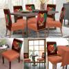 Red Love Brown Dining Chair Cover Set of 6,African American Party Month Black Day History Stretch Chair Protectors Slipcover,Spandex Kitchen Chair Seat Back Cushion Slip Cover for Dining Room,Party view 3