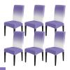 Abstract Modern Gradient Art Dining Chair Cover Set of 6,Ombre Purple White Color Stretch Chair Protectors Slipcover,Spandex Kitchen Chair Seat Back Cushion Slip Cover for Dining Room,Party,Hotel view 1