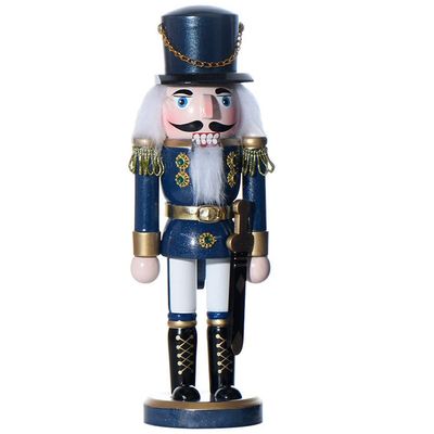 LUOZZY Wooden Nutcracker Figurine Christmas Nutcracker Statue Xmas Nutcracker Desktop Decoration (Blue, 25CM)