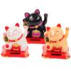3pcs Maneki Neko Lucky Cat Solar Lucky Beckoning Cat Waving Feng Shui Lucky Cats for Home Office Car DCor Gift White Black Yellow view 1