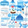 Blue, Christmas Photo Booth Props Kit - Pack of 27 | Santa Hat for Christmas Party Favors | Holiday Photo Booth for Christmas Party Decorations | Xmas Hat,Christmas Headwear | Santa Claus Hat for Xmas view 2