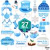 Blue, Christmas Photo Booth Props Kit - Pack of 27 | Santa Hat for Christmas Party Favors | Holiday Photo Booth for Christmas Party Decorations | Xmas Hat,Christmas Headwear | Santa Claus Hat for Xmas view 4