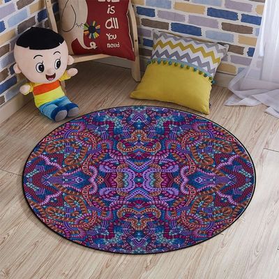 Batik Round Office Chair Mats Home Rolling Gaming Chair Mat Anti-Slip Hardwood Floor Mats Carpeted Floor Protector Mats Paisley Motif Oriental Feminine Cultural Eastern,Multicolor Diameter 60 in