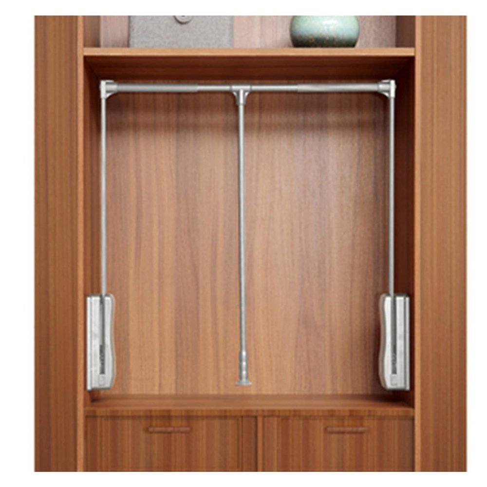 Closet Rod Closet Adjustable Side-Mounted Pull-Down Closet Rod, Closet Hanger Rail with Telescopic Handle and Mounting Hardware, 20kg Load Capacity (Size : 450-600mm)