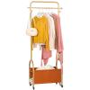 ARALEL Garment Rack Gold Metal Clothing Rack for Hanging Clothes with 7 Hooks, Freestanding Rolling Coat Rack with PU Storage Basket, Clothes Organizer Storage On Wheels for Laundry Hallway Bedroom view 1