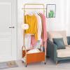 ARALEL Garment Rack Gold Metal Clothing Rack for Hanging Clothes with 7 Hooks, Freestanding Rolling Coat Rack with PU Storage Basket, Clothes Organizer Storage On Wheels for Laundry Hallway Bedroom view 2