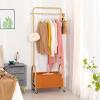 ARALEL Garment Rack Gold Metal Clothing Rack for Hanging Clothes with 7 Hooks, Freestanding Rolling Coat Rack with PU Storage Basket, Clothes Organizer Storage On Wheels for Laundry Hallway Bedroom view 3