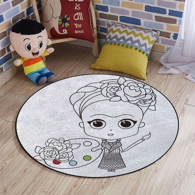 African Soft Microfiber Polyester Non-Slip Round Mat/Runner, Plush Water Absorbent Accent Rug for Bathroom Vanity, Bathtub/Shower, Tribal Exotic Lady Beauty Woman,Black White Diameter 60 in