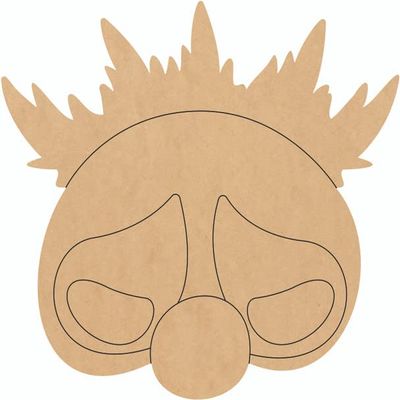 Halloween Clown Mask Wooden 15" Cutout, Unpainted Door Hanger 1/4"
