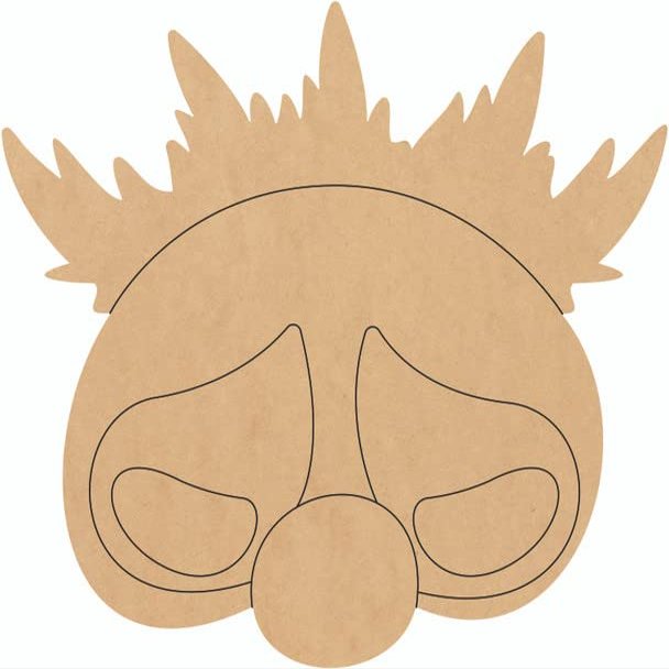 Halloween Clown Mask Wooden 15" Cutout, Unpainted Door Hanger 1/4"