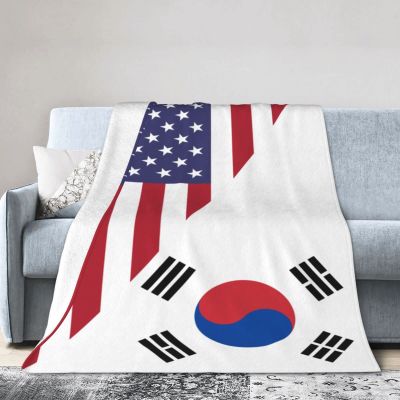 Qauirfe Us South Korea Friendship Flag Throw Lightweight Blankets Bed Sofa Warm Cozy Fluffy Throw Plush 50"X40" Blanket