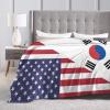 Qauirfe Us South Korea Friendship Flag Throw Lightweight Blankets Bed Sofa Warm Cozy Fluffy Throw Plush 50"X40" Blanket view 4