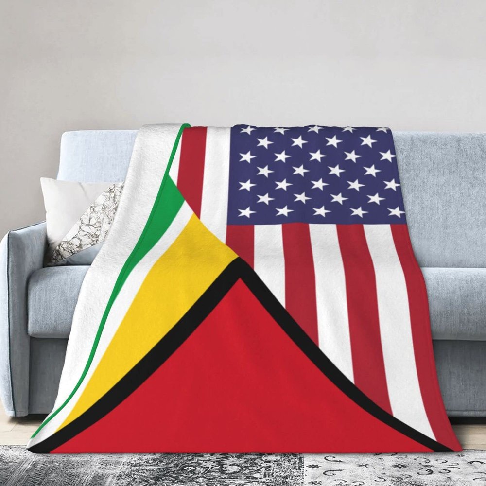 Qauirfe Us Guyana Friendship Flag Throw Lightweight Blankets Bed Sofa Warm Cozy Fluffy Throw Plush 50"X40" Blanket